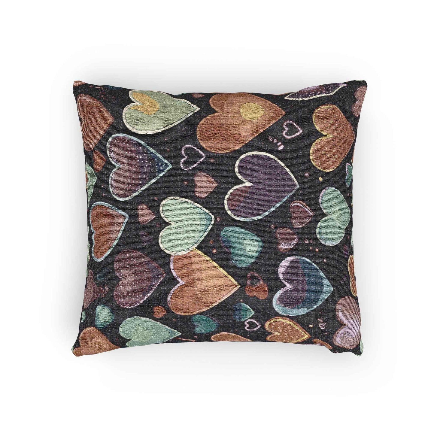 Pastel Heart Pattern Woven Pillow | Heart Throw Pillow, Boho Home Decor