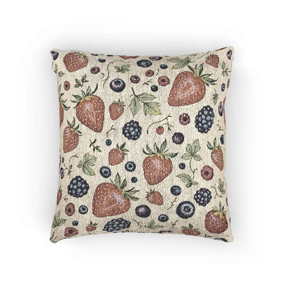 Strawberry Blueberry Pattern Woven Pillow | Fruit Botanical Throw Pillow
