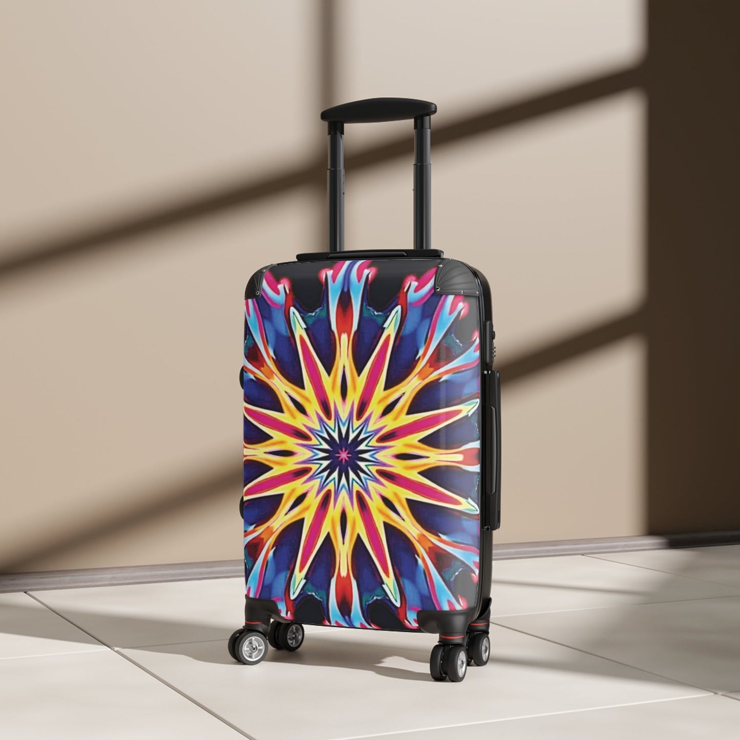 Kaleidoscope Star Carry-On Suitcase — Colorful Mandala Travel Luggage