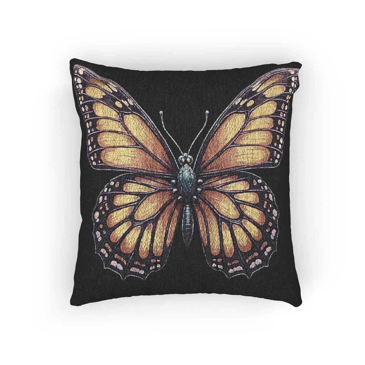 Monarch Butterfly Woven Pillow | Pixel Art Butterfly Throw Pillow