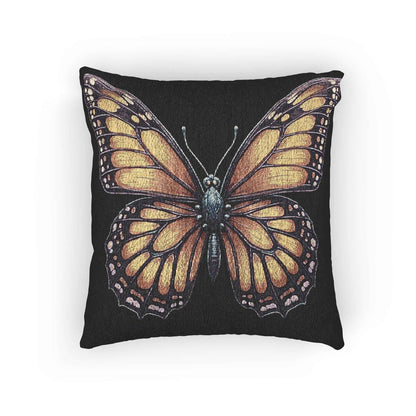 Monarch Butterfly Woven Pillow | Pixel Art Butterfly Throw Pillow