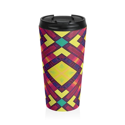 Travel Mug — Bright Geometric Kaleidoscope Stainless Steel Tumbler