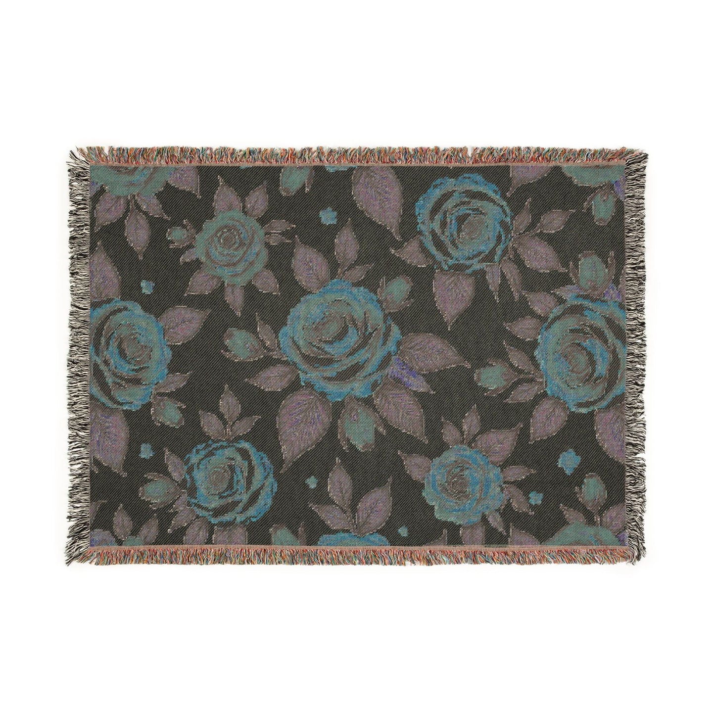 Floral Woven Blanket — Vintage Rose Throw for Living Room & Bedroom