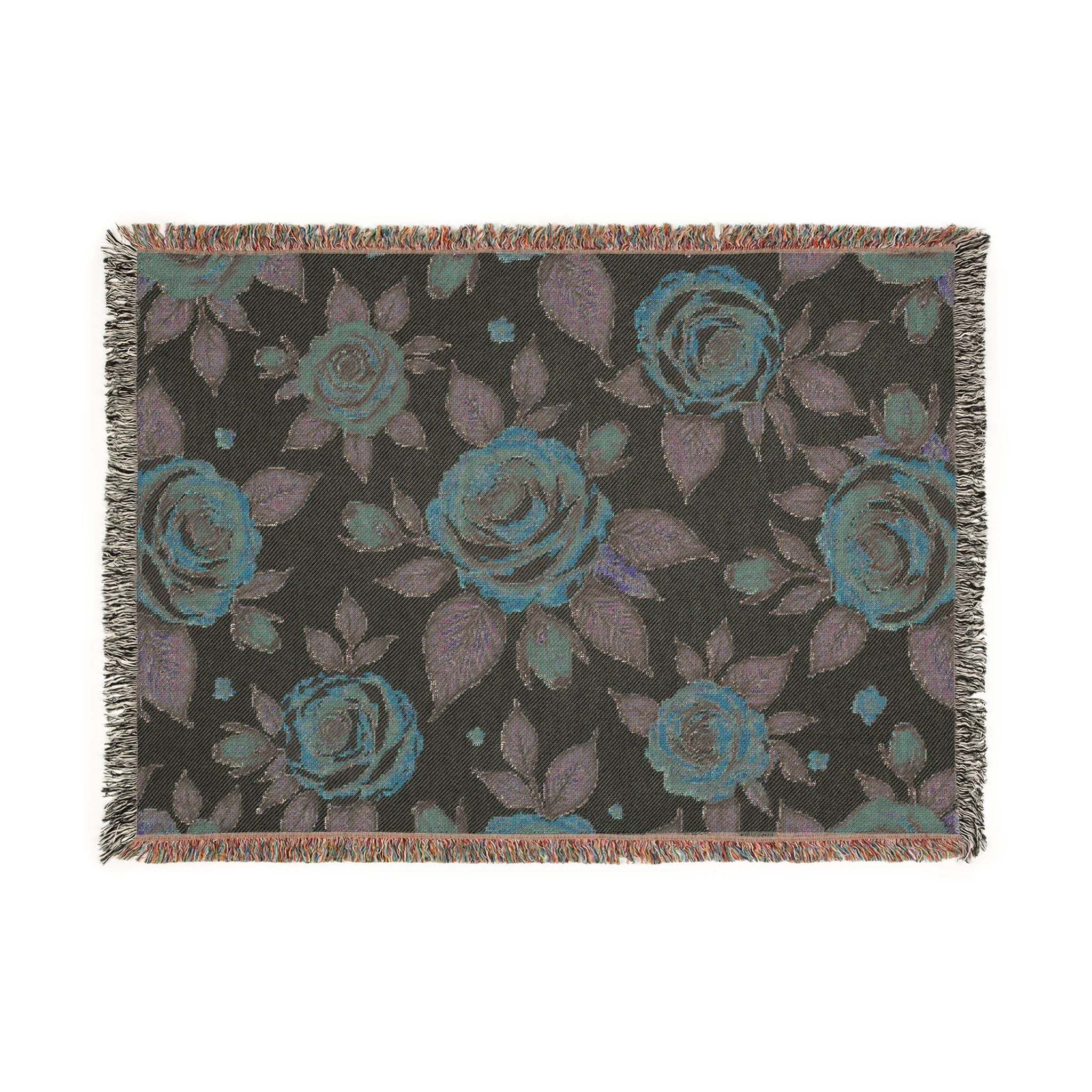 Floral Woven Blanket — Vintage Rose Throw for Living Room & Bedroom