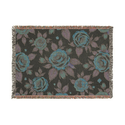 Floral Woven Blanket — Vintage Rose Throw for Living Room & Bedroom