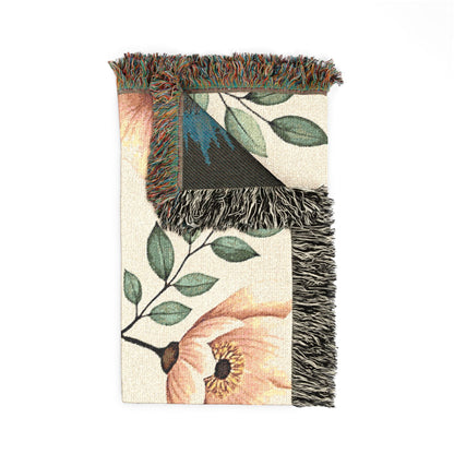 Floral Woven Blanket — Vintage Botanical Throw Blanket