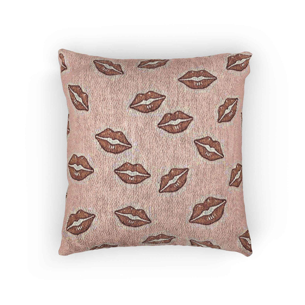 Kiss Pattern Woven Pillow | Lip Print Decorative Pillow