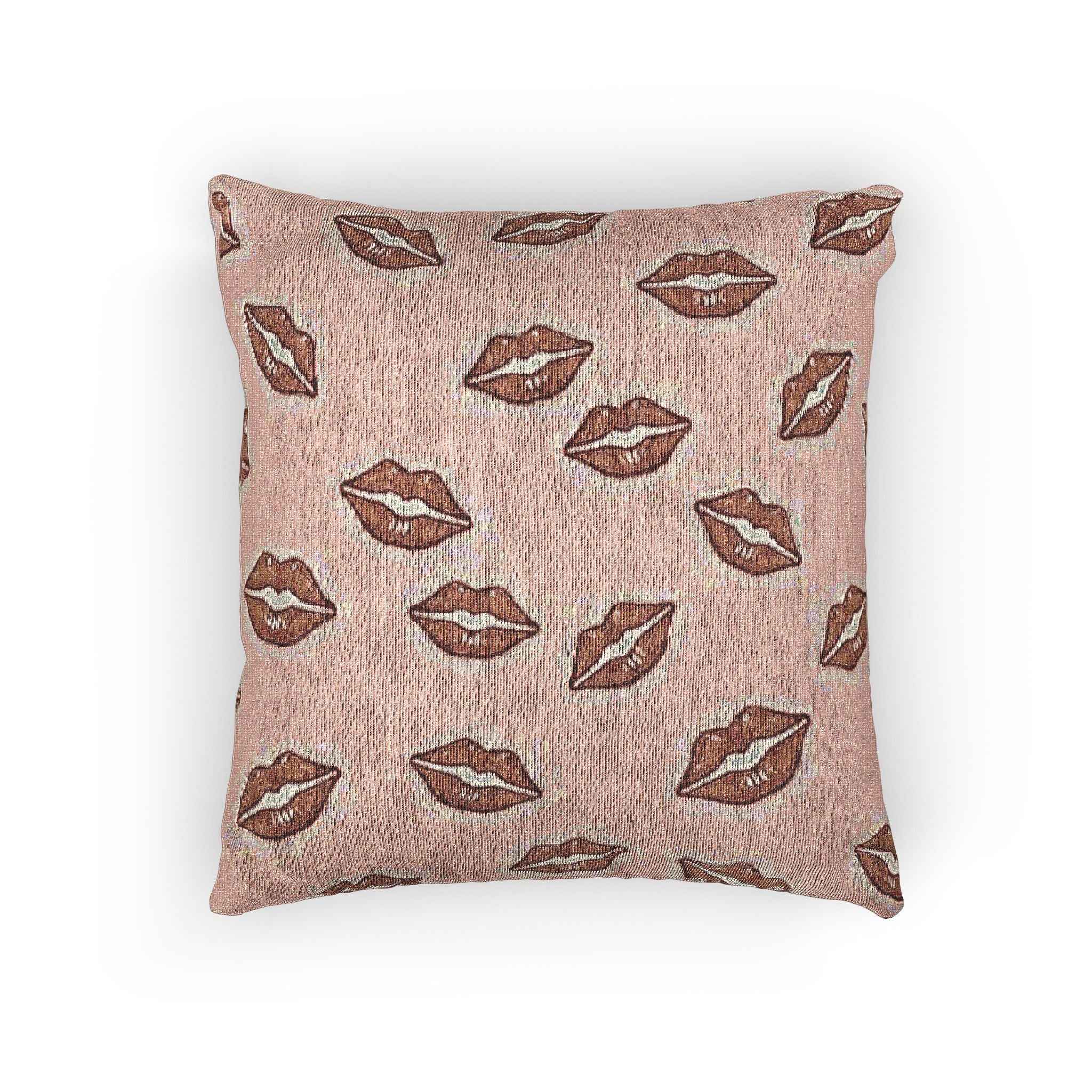 Kiss Pattern Woven Pillow | Lip Print Decorative Pillow