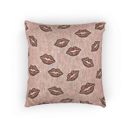Kiss Pattern Woven Pillow | Lip Print Decorative Pillow