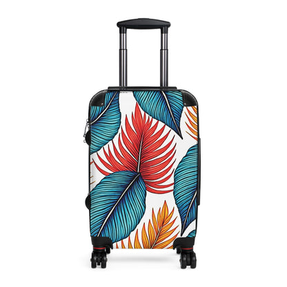 Tropical Leaf Carry-On Suitcase — Colorful Palm Print Travel Luggage