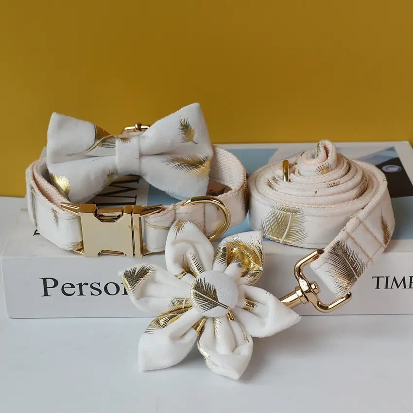 Daisy Bloom Engraved Dog Collar and Leash Set | Personalized Walking Accessories