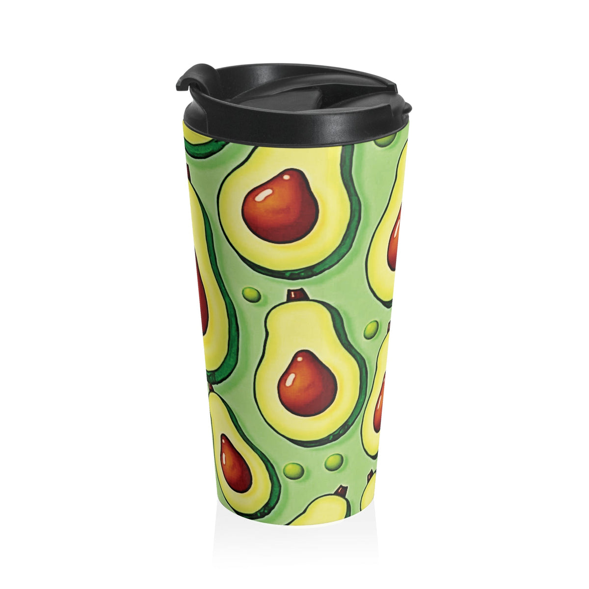 Avocado Pattern Stainless Steel Travel Mug — Reusable Insulated Coffee Tumbler