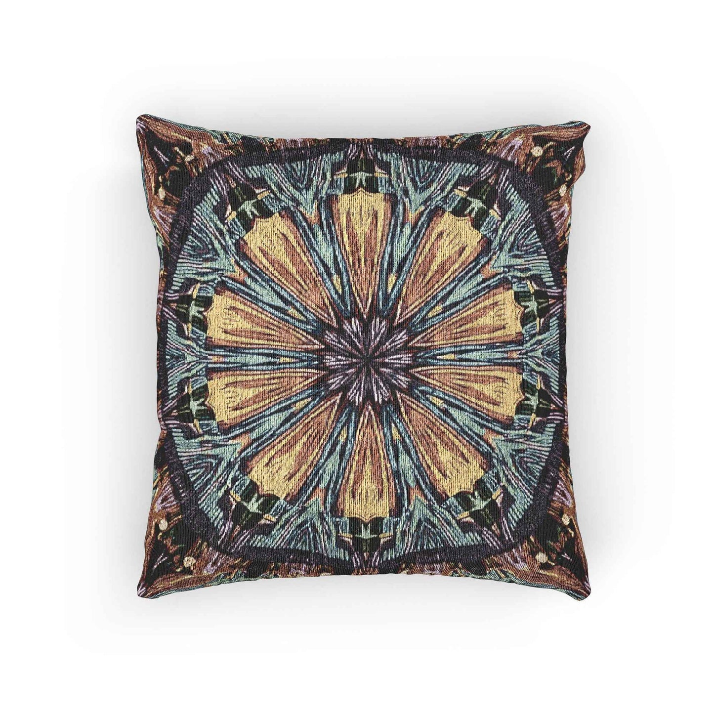 Geometric Mandala Woven Pillow | Boho Tile Decorative Cushion
