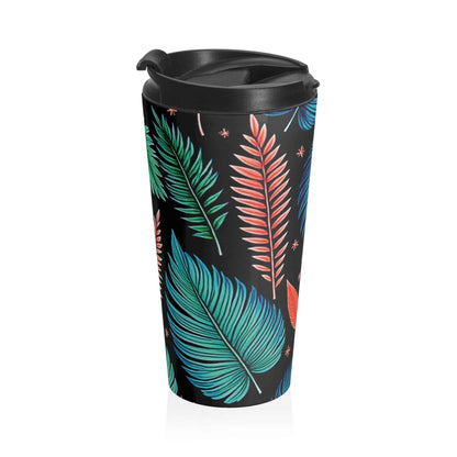 Tropical Leaf Pattern Stainless Steel Travel Mug