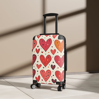 Heart Pattern Carry-On Suitcase — Red & Orange Valentine Travel Luggage