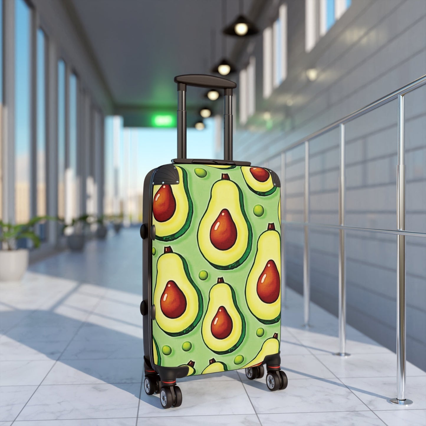 Avocado Pattern Suitcase – Colorful Fruit Print Carry-On Luggage