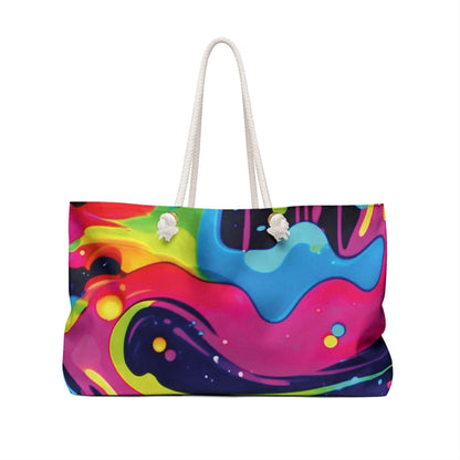 Colorful Abstract Swirl Weekender Bag | Neon Liquid Art Tote | Large Tote Bag