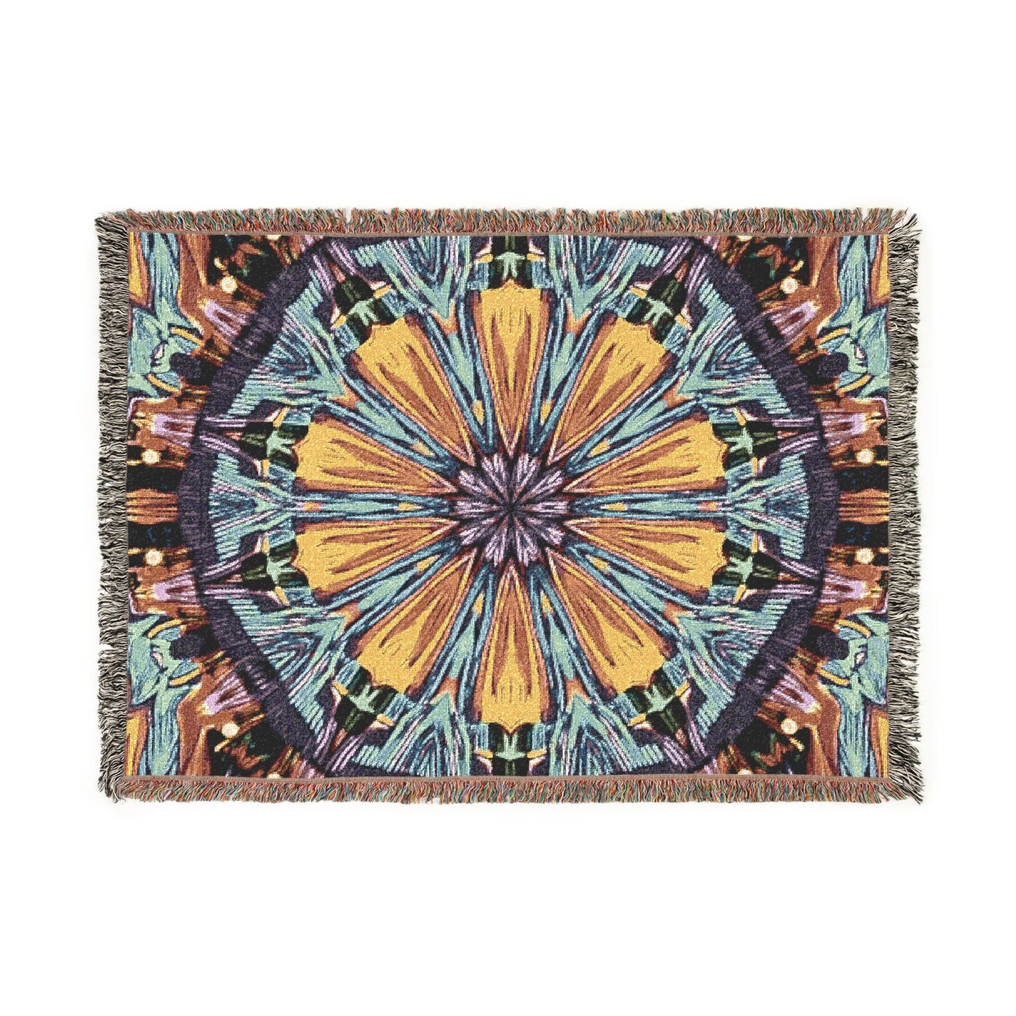 Kaleidoscope Mandala Woven Blanket — Boho Decorative Throw for Living Room & Gift
