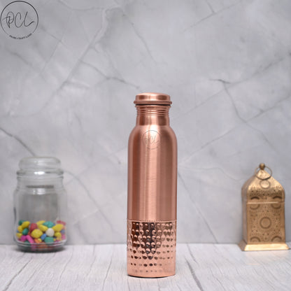 100% Pure Copper Water Bottle 950ML | half and half Ayurvedic Design | Handcrafted, Leak-Proof & Sustainable