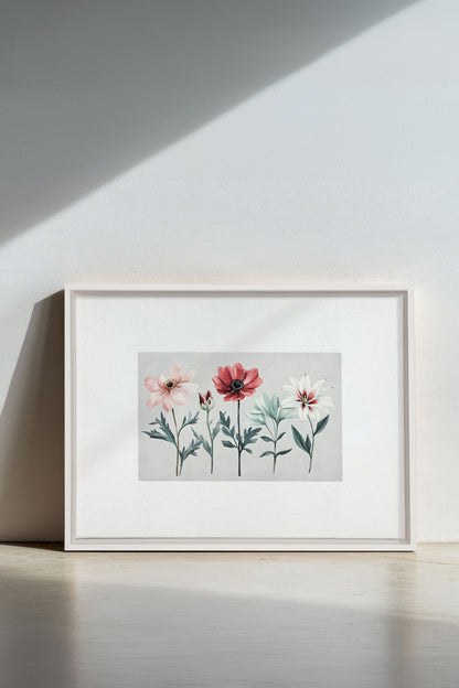 FLEURS DE SAISON, Oeuvre sur toile étirée