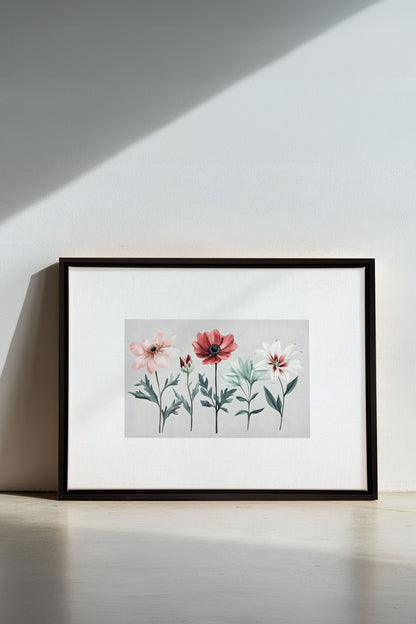 FLEURS DE SAISON, Oeuvre sur toile étirée