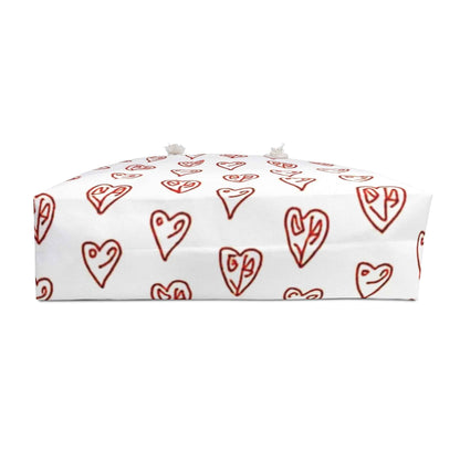 Hand drawn Red Hearts Weekender Bag | Valentine Pattern Tote| Large Tote Bag| Busy mom bag| Gift for mom| Beach Tote Bag