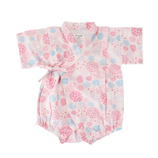 [Pre-Order] Baby Jinbei Romper: Hydrangea Pattern (Cool Grid Weave) (Save 10% in March)
