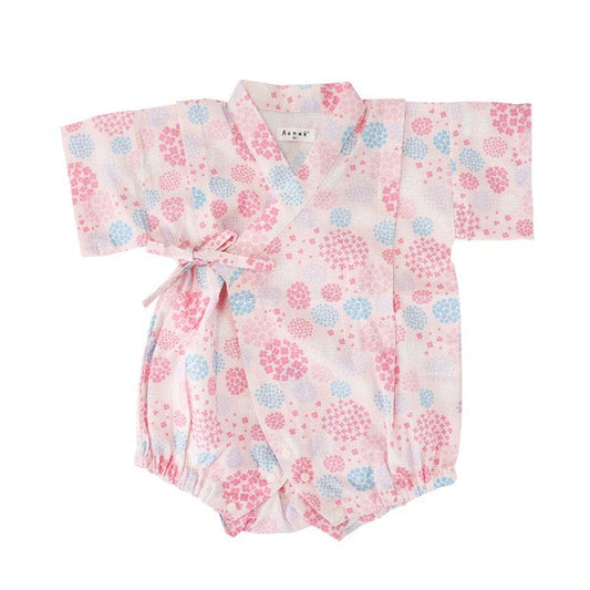[Pre-Order] Baby Jinbei Romper: Hydrangea Pattern (Cool Grid Weave) (Save 10% in March)