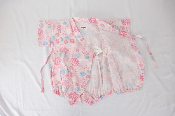 [Pre-Order] Baby Jinbei Romper: Hydrangea Pattern (Cool Grid Weave) (Save 10% in March)