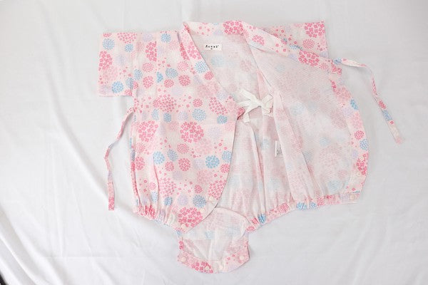 [Pre-Order] Baby Jinbei Romper: Hydrangea Pattern (Cool Grid Weave) (Save 10% in March)