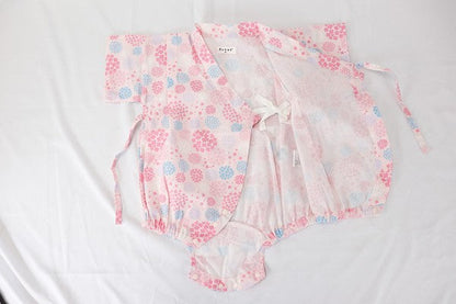 [Pre-Order] Baby Jinbei Romper: Hydrangea Pattern (Cool Grid Weave) (Save 10% in March)