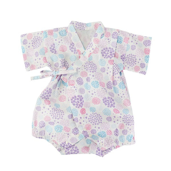 [Pre-Order] Baby Jinbei Romper: Hydrangea Pattern (Cool Grid Weave) (Save 10% in March)