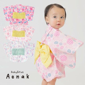 [Pre-Order] Girls' Jinbei Set with Frills: Hydrangea Pattern 2-Piece Set (Cool Grid Weave) (Save 10% in March)