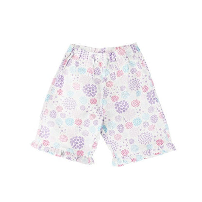 [Pre-Order] Girls' Jinbei Set with Frills: Hydrangea Pattern 2-Piece Set (Cool Grid Weave) (Save 10% in March)