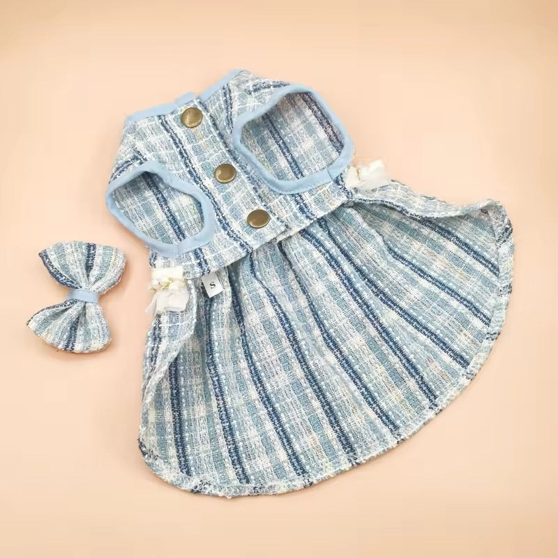 Priscilla Dog Dress & Bow Set – Elegant Outfit for Dogs