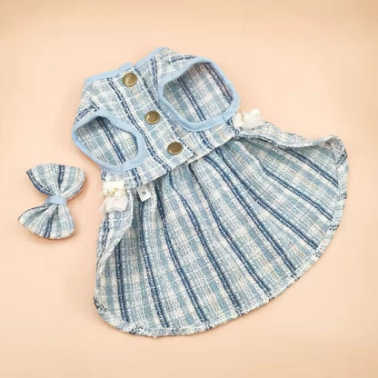 Priscilla Dog Dress & Bow Set – Elegant Outfit for Dogs