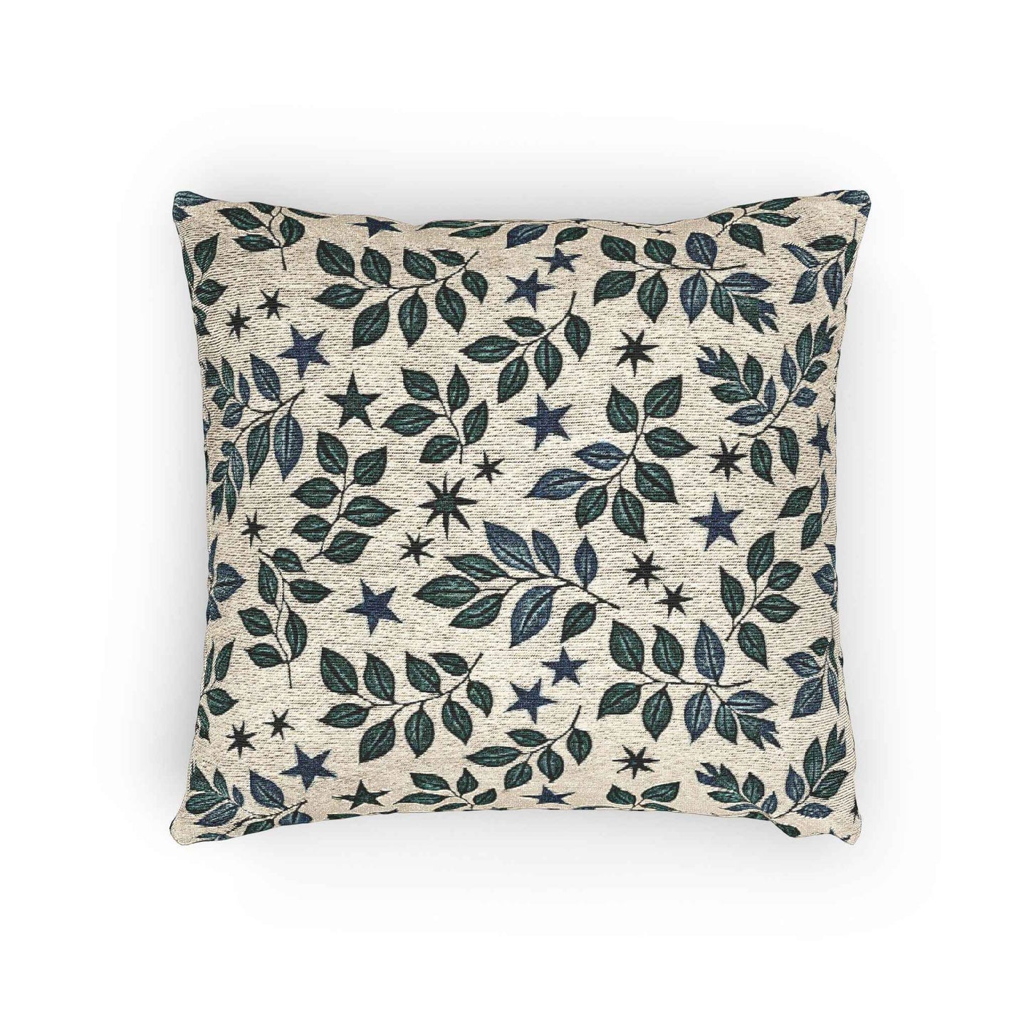 Leaf and Star Pattern Woven Pillow | Botanical Throw Cushion