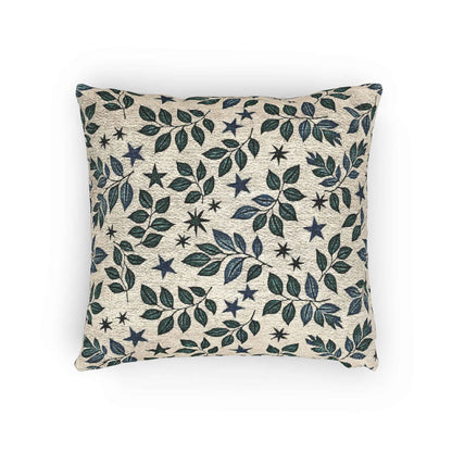 Leaf and Star Pattern Woven Pillow | Botanical Throw Cushion