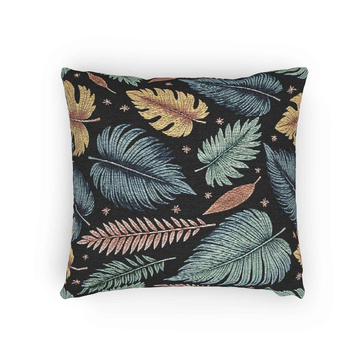 Autumn Leaves Woven Pillow | Multicolor Leaf Pattern, Textured Cushion