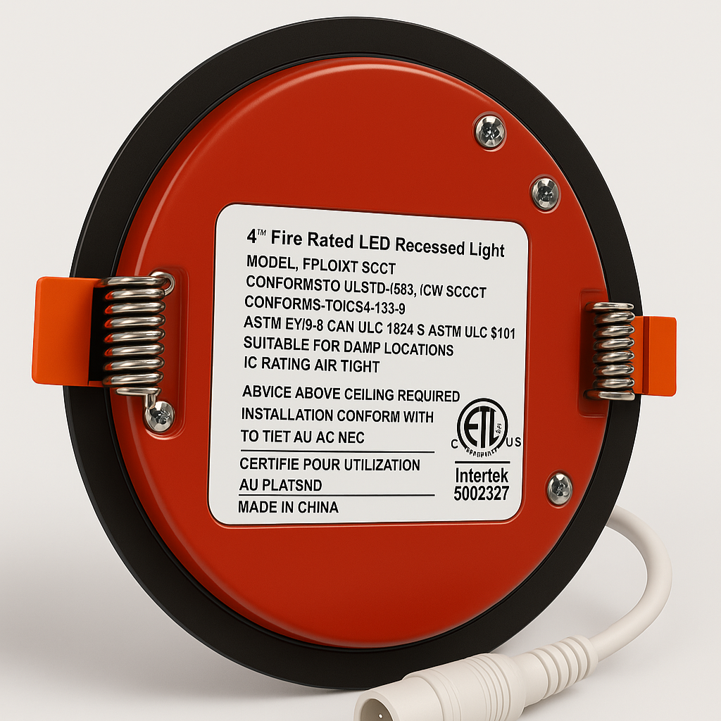 4″ Fire Rated LED Pot Light — 2-Hour Fire Protection (Canless) | 5CCT, Type IC, Air-Tight (cETL/ULC)
