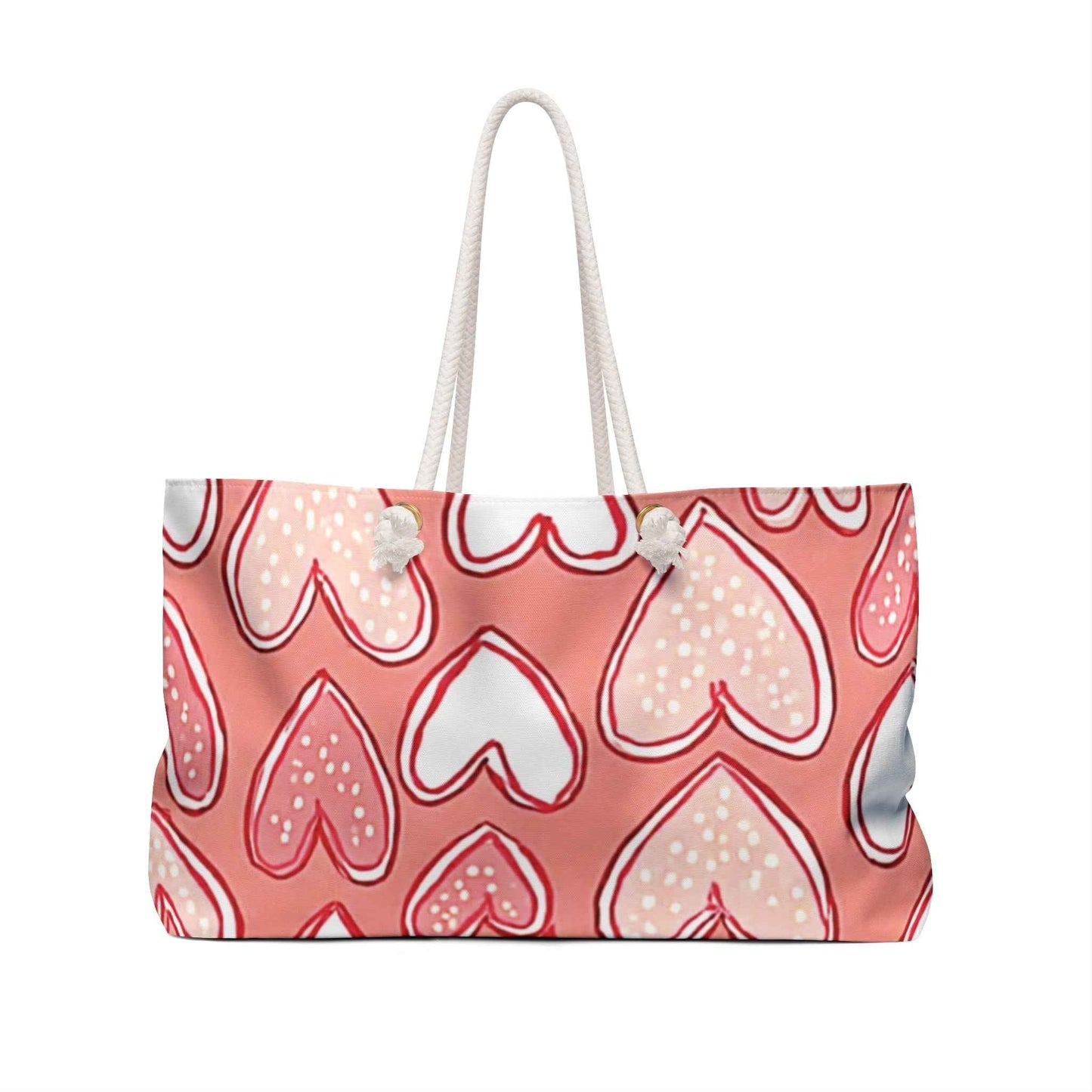Pink Hand-Drawn Hearts Weekender Bag | Valentine Pattern Tote| Mom on the go bag| Everyday mom bag| Beach Tote Large Bag