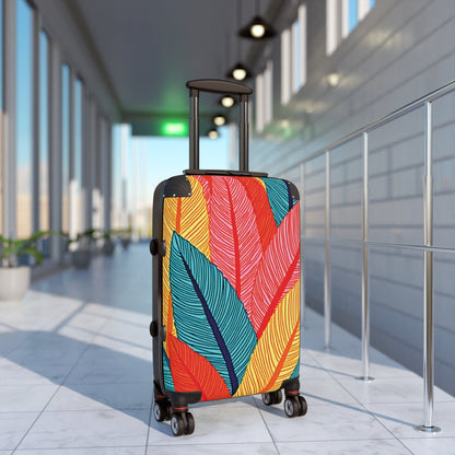 Colorful Tropical Feather Suitcase - Vibrant Travel Luggage