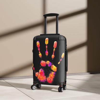 Colorful Handprint Suitcase — Neon Palm Print Carry-On Luggage