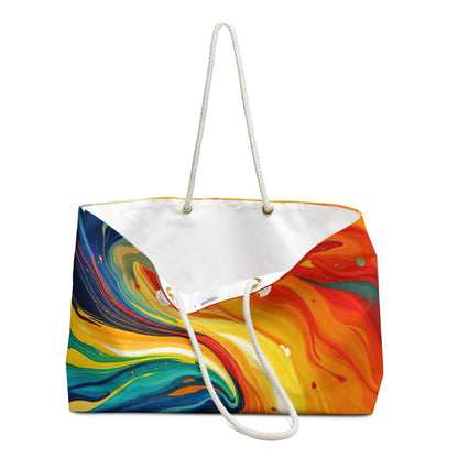 Abstract Colorful Swirl Weekender Bag | Vibrant Marble Print, Large Tote Bag