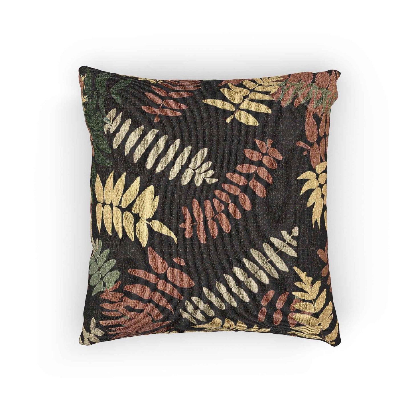 Fern Leaf Pattern Woven Pillow, Retro Botanical Throw Pillow | Earth Tone Leaves