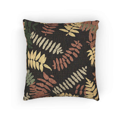 Fern Leaf Pattern Woven Pillow, Retro Botanical Throw Pillow | Earth Tone Leaves