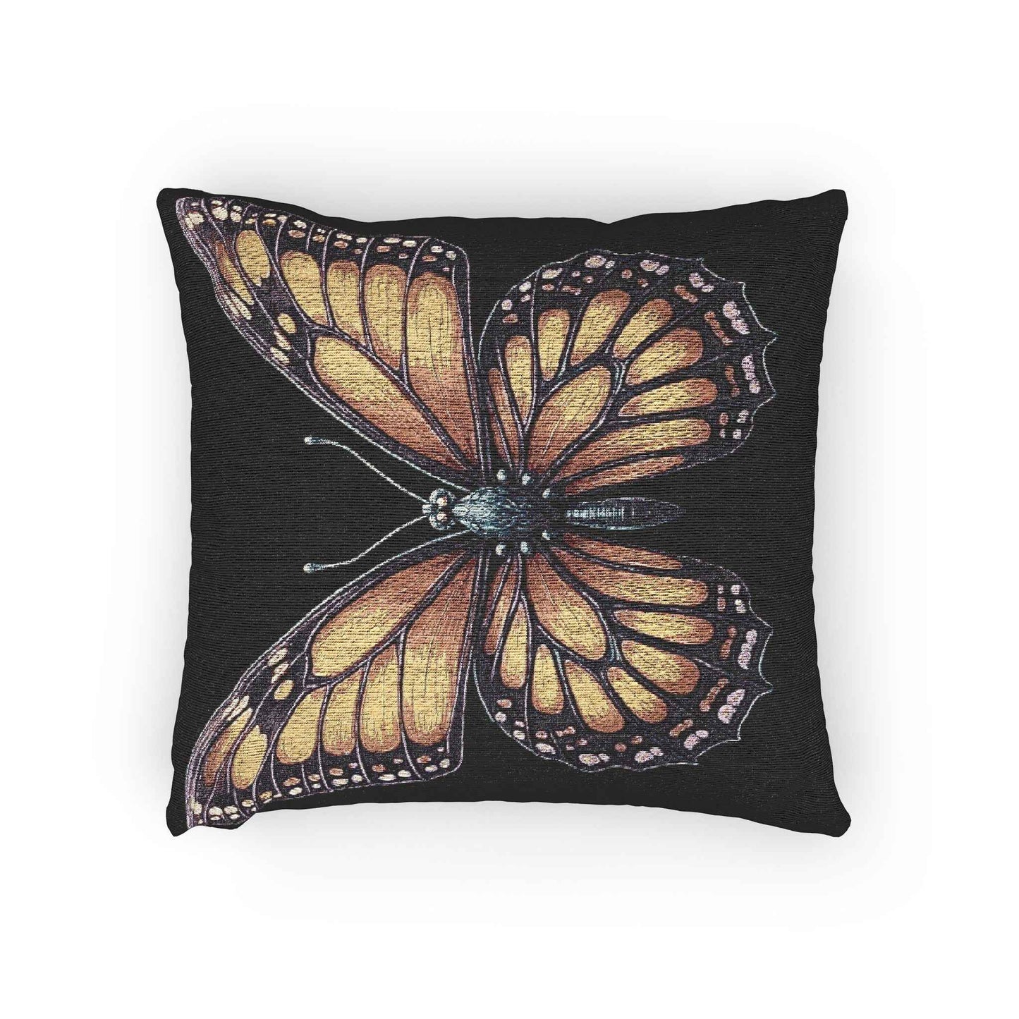 Monarch Butterfly Woven Pillow | Pixel Art Butterfly Throw Pillow