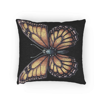 Monarch Butterfly Woven Pillow | Pixel Art Butterfly Throw Pillow