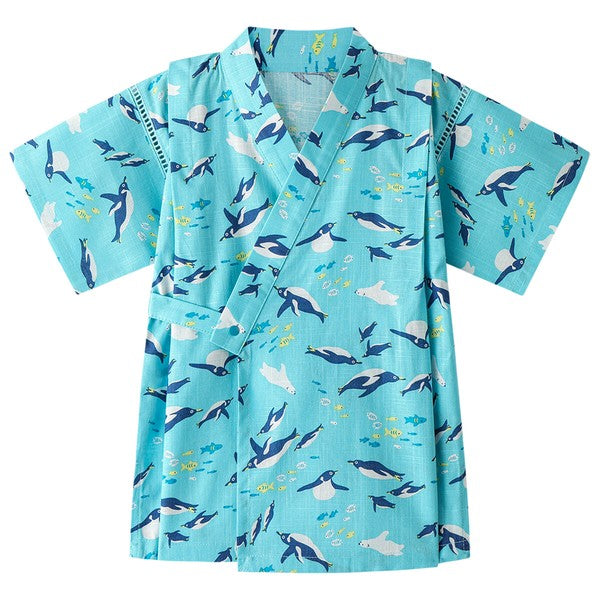 [Pre-Order] Kids' Jinbei Set: Penguin & Bear 2-Piece Set (Cool Slub Cotton) (Save 10% in March)
