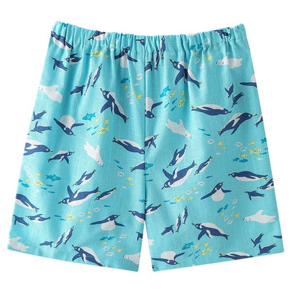 [Pre-Order] Kids' Jinbei Set: Penguin & Bear 2-Piece Set (Cool Slub Cotton) (Save 10% in March)
